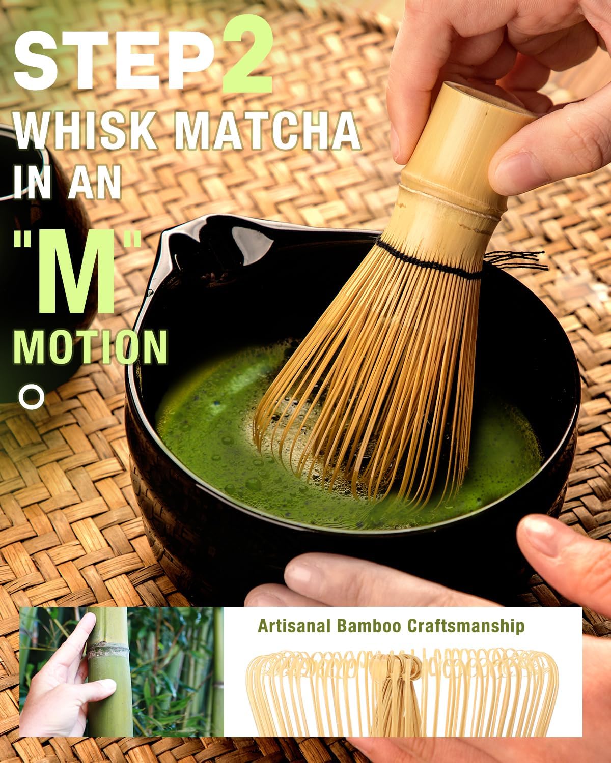 Matcha Whisk Set - 5PCS Matcha Set Includes 17OZ Chawan with Spout, Bamboo Chasen Whisk with Ceramic Holder, Wooden Scoop and Stainless Sifter, Matcha Kit for Ceremony, Gift for Matcha Lovers