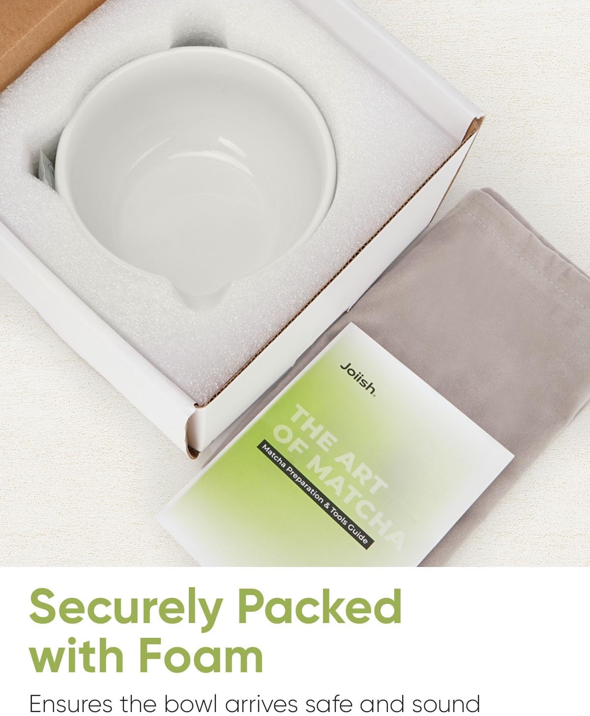 Traditional Matcha Bowl with Spout, Ceramic Matcha Tea Bowl (Chawan), Matcha Mixing Bowl for Whisking Matcha, Ivory White (18 Ounce)