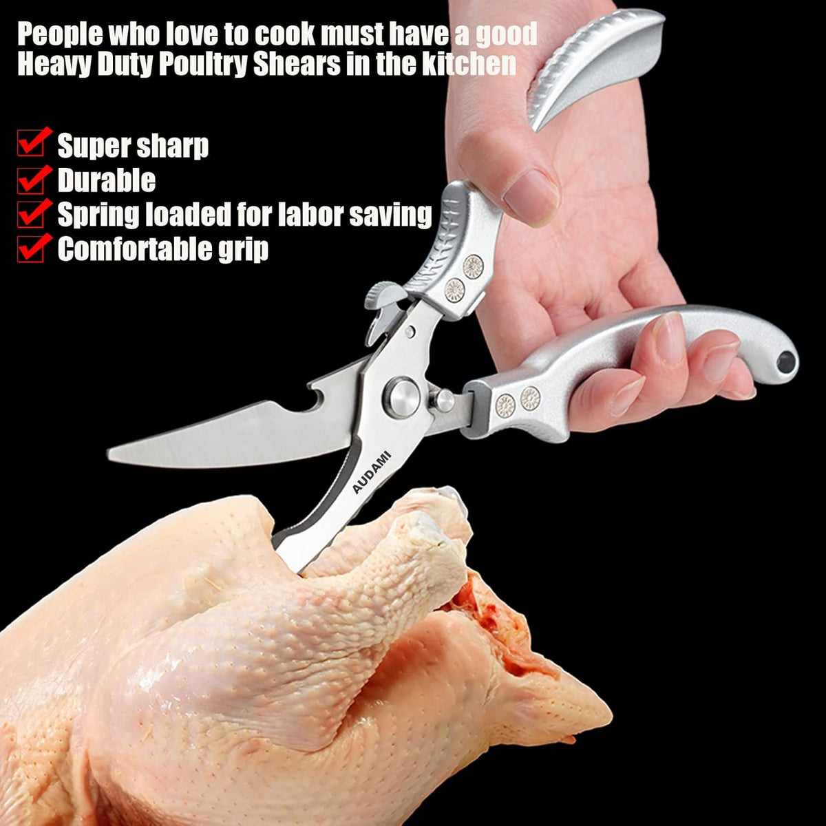 2-Piece Kitchen Shears Set, Heavy Duty Professional Poultry Meat Scissors,Multi-Purpose Stainless Steel, Dishwasher Safe