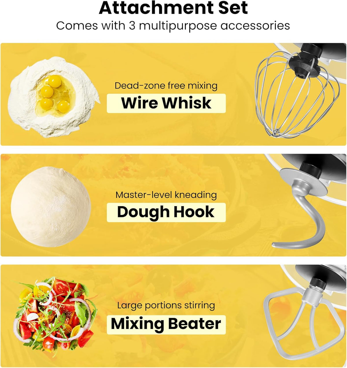 VIVOHOME Stand Mixer, 660W 10 Speed 6 Quart Tilt-Head Kitchen Electric Food Mixer with Beater, Dough Hook, Wire Whip and Egg Separator, Black