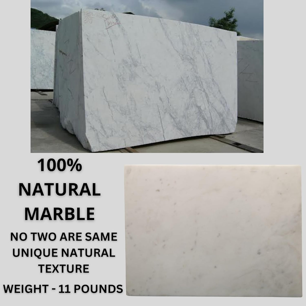 Marble Cheese and Pastry Board 16 x 12 Inch – Natural Carrara White Marble Cutting Board and Serving Tray for Dough, Bread, Pizza, Charcuterie – Heavy, Non-Slip, Gift-Ready.