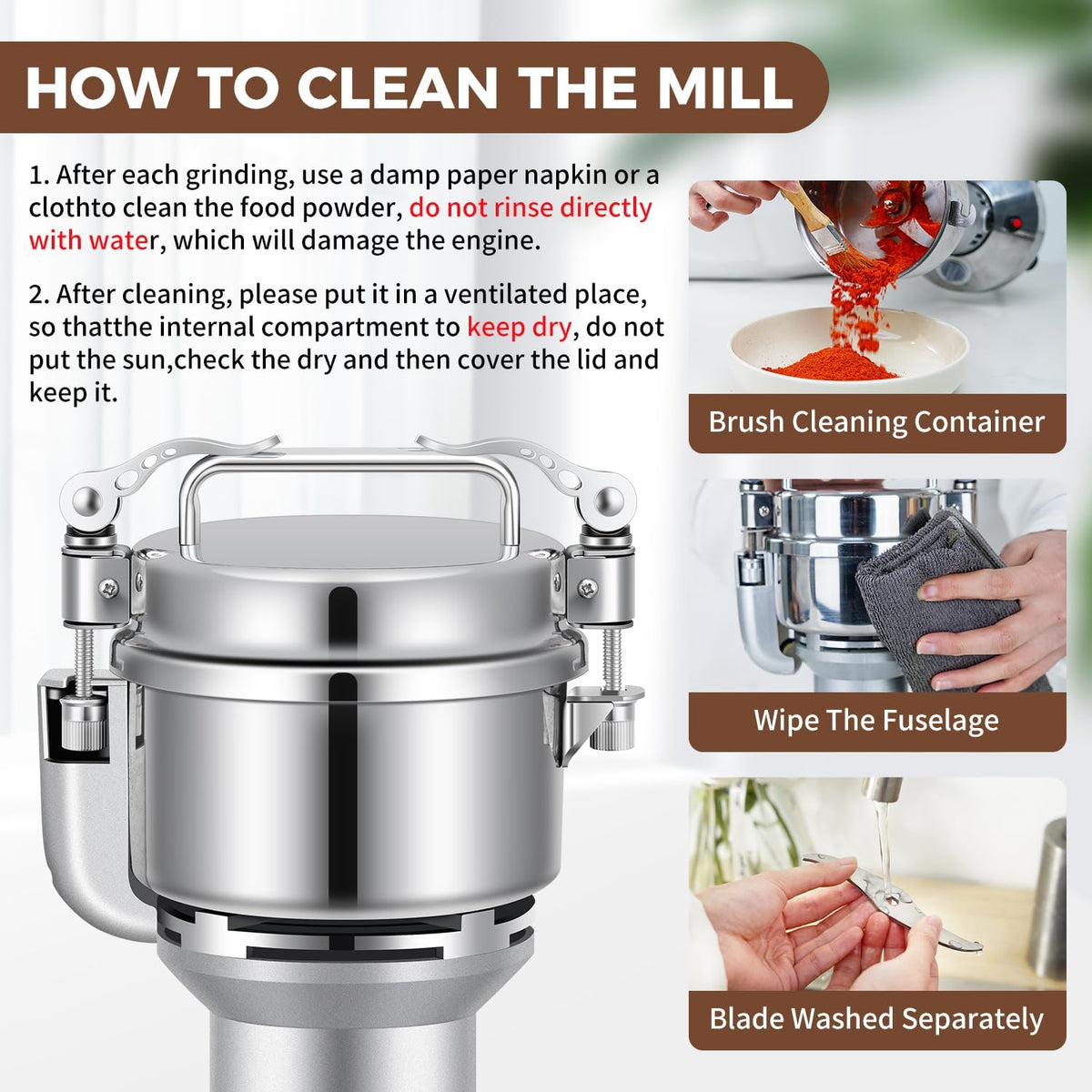 Grain Mill 300g Commercial Spice Grinder Electric 1200W Stainless Steel Pulverizer Dry Grinders for Grinding Wheat, Oats, Corn, Pepper, and Coffee Beans β Grinder for Kitchen.