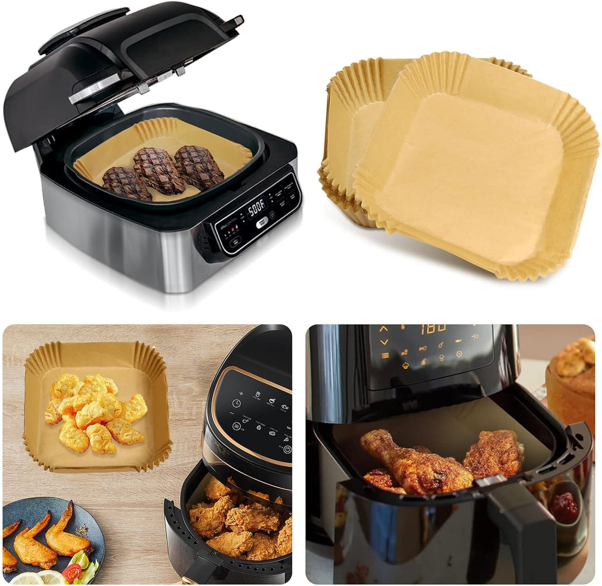 Disposable Air Fryer Liner, 200Pcs Parchment Paper for Ninja/COSORI/Gourmia/PowerXL/InstantPot/Fabuletta/Philips Air Fryer