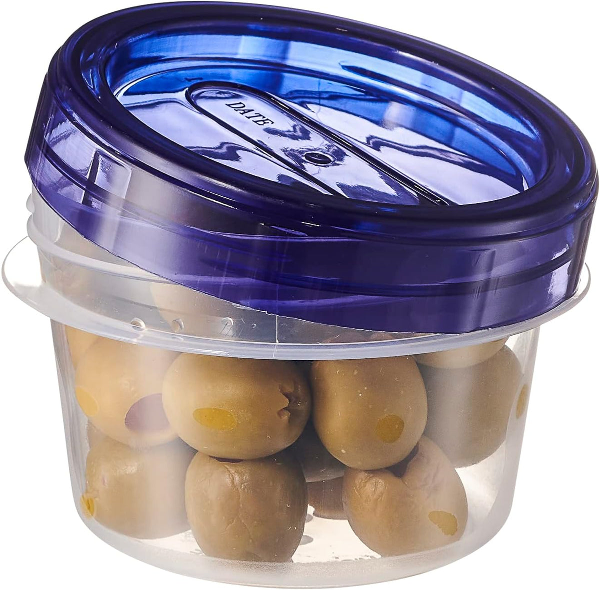 PLASTICPRO 6 Pack Twist Cap Food Storage Containers with Blue Screw on Lid- 4 oz Reusable Meal Prep Containers - Small Freezer Containers Microwave Safe Blue Plastic Food Storage