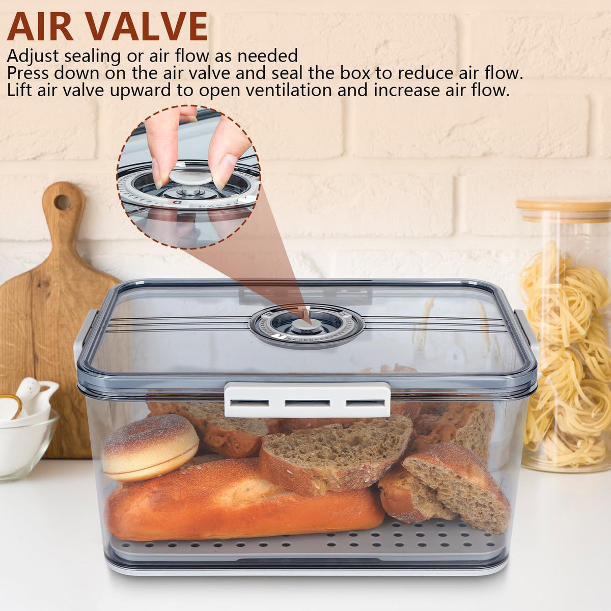 Large Bread Box for Kitchen Countertop,Plastic Bread Container,Bread Storage,Breadbox,Bread Storage For Homemade Bread,Fresh Bread Storage Container,Clear Bread Boxes,Bread Containers Storage Airtight