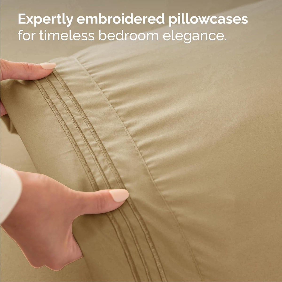 Queen Size 4 Piece Sheet Set - Comfy Breathable & Cooling Bed Sheets Set - Hotel Luxury Bedding for Women, Men, Kids, Teens, Boys & Girls - Deep Pockets, Ultra-Soft, Wrinkle Free - Oeko-Tex - Beige