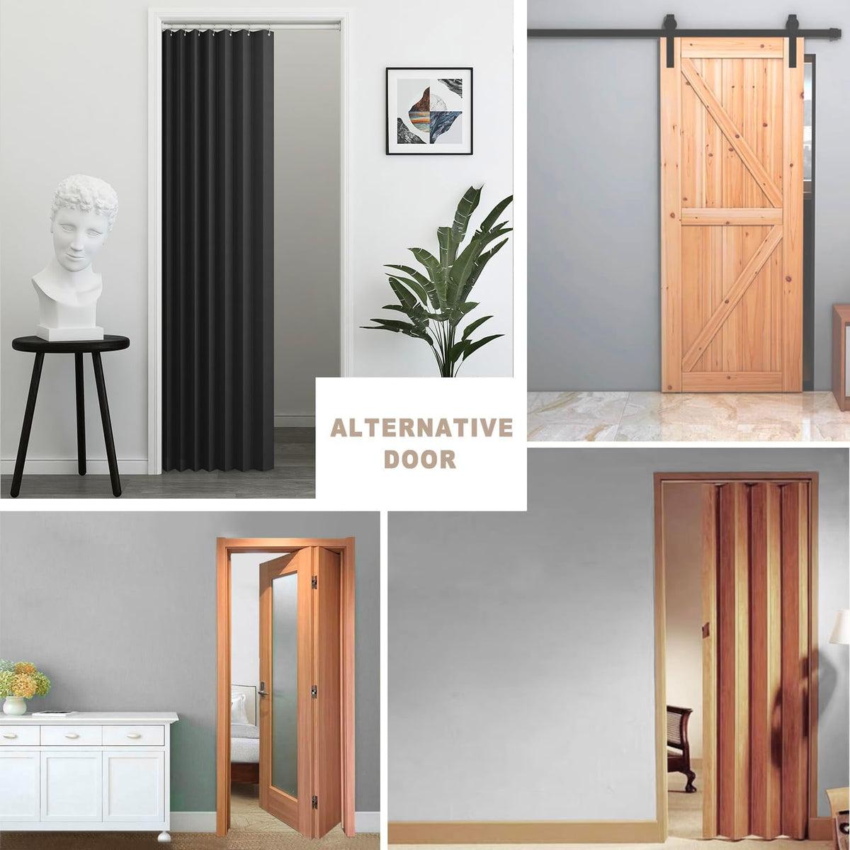 Vatge Doorway Curtains Privacy - Black Curtains for Closets Without Doors Room Divider for Doorway, Hanging Privacy Curtain Wall for Room Separation,1 Panel with Tieback, W52 x L78, Black