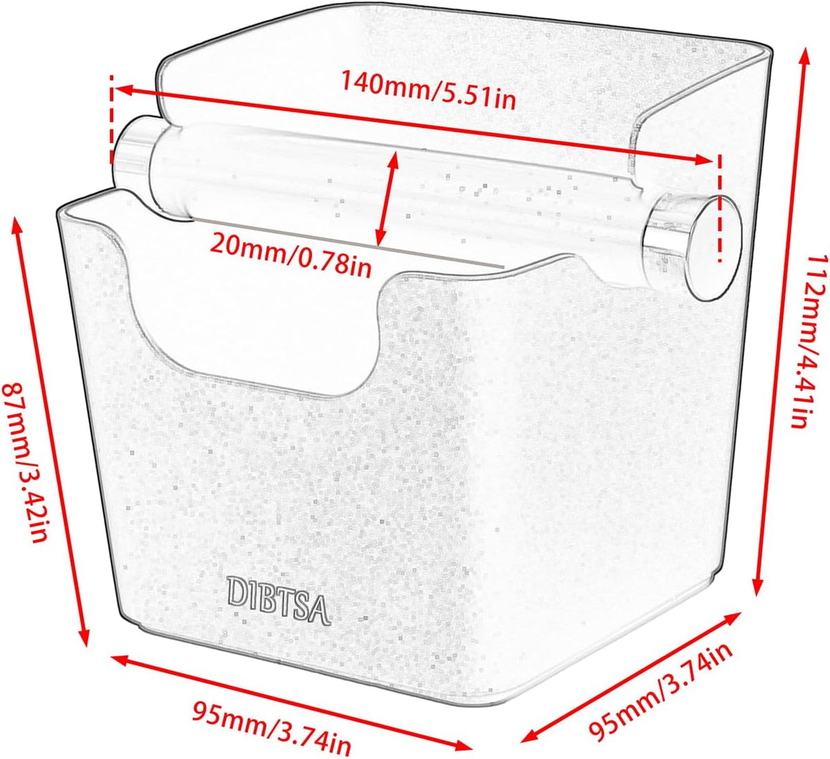 DIBTSA Knock Box Espresso, Stainless Steel Knock Box for Coffee Grounds, with Removable Rubber Bar and Anti-slip Pad, Small, Black