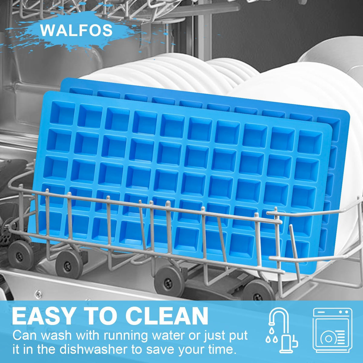 Walfos Mini Square-Terrace Silicone Candy Molds 50 Cavities - Non Stick, Food Grade & Dishwasher Safe, 3 Packs