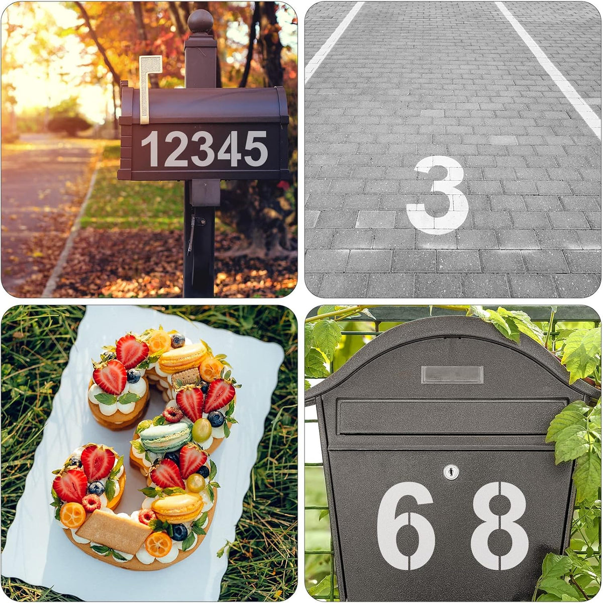 2 Inch Plastic Number Stencils - Reusable Digital Templates for Cake, Address, Painting