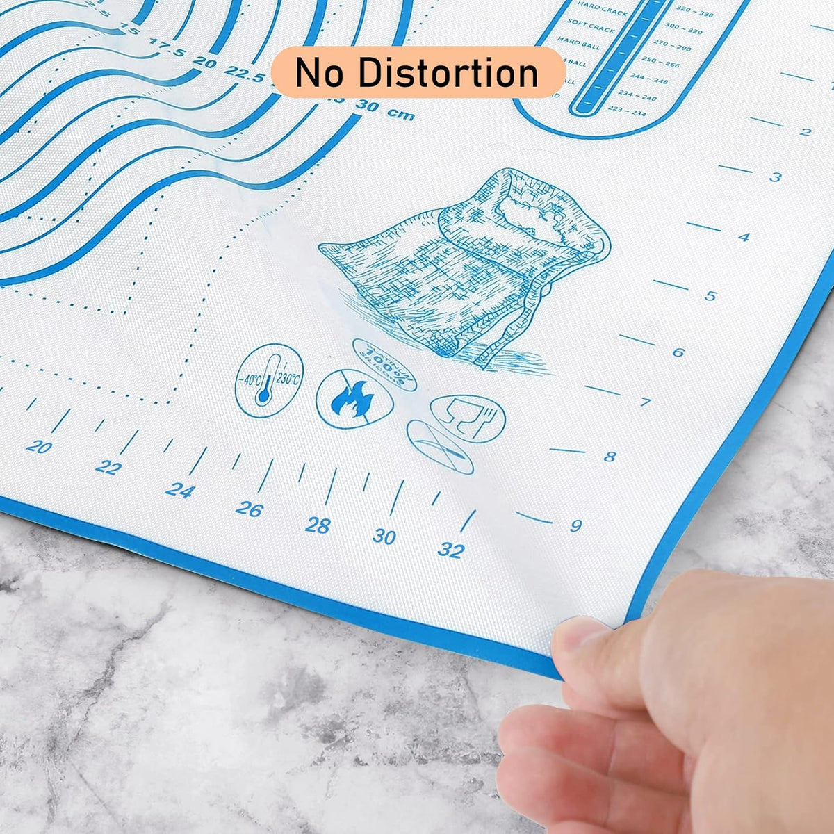 Silicone Pastry Mat with Measurement, Kids Rolling Mat for Fondant, Rolling Dough, Pie Crust, Pizza and Cookies, Baking Mat,12" x 16", Blue