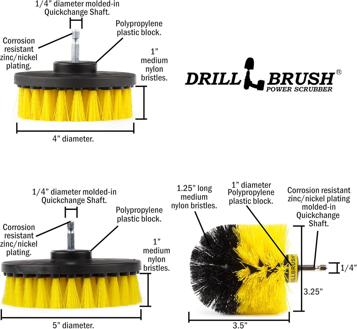 Drill Brush Attachments for Cleaning Shower, Bathroom, Grout, Tile, Bathtub, Bath Mat, Sink, Tile, Porcelain, Fiberglass, Cast Iron, Flooring โ Grout Cleaner Drill Brush Set - Bathroom Accessories Kit