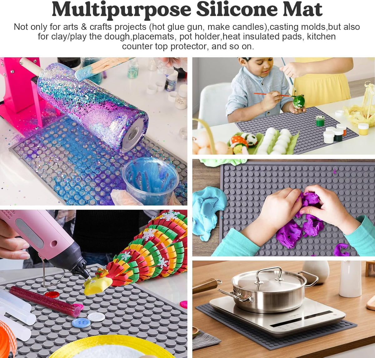 LET'S RESIN Resin Collector Mat, Easy Clean & Silicone Heat Resistant Mats 14.5'' x 9.4'', Non-Slip Multipurpose Thick Silicone Mats for Resin Molds, Epoxy Resin, Cup Turner, Kitchen Counter, Placemat