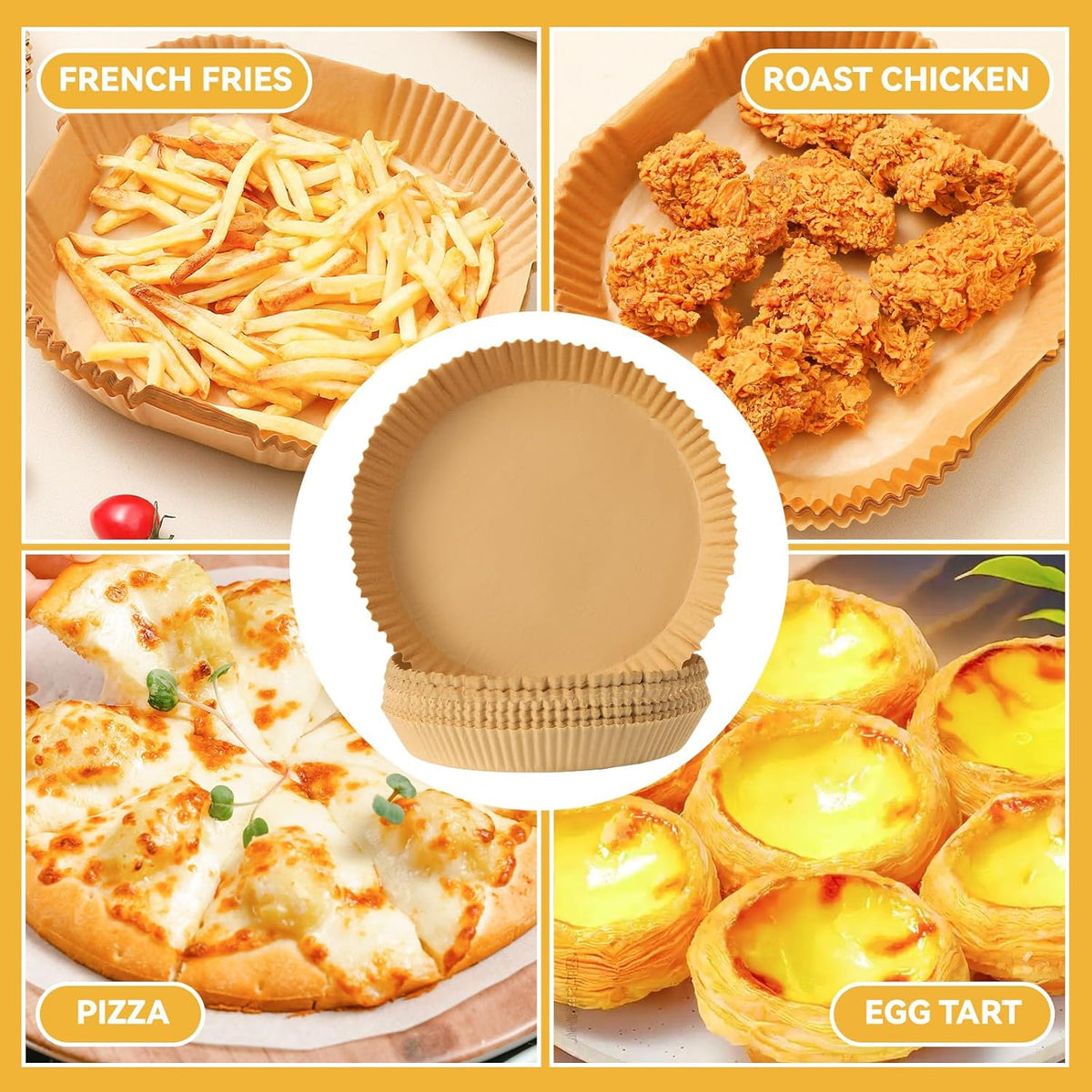 125Pcs 9 inch Round Disposable Air Fryer Parchment Liners-Non-Stick Parchment Sheets for Air Fryer Basket Microwave โ Oil-proof, Water-proof, Effortless Cleanup for Baking