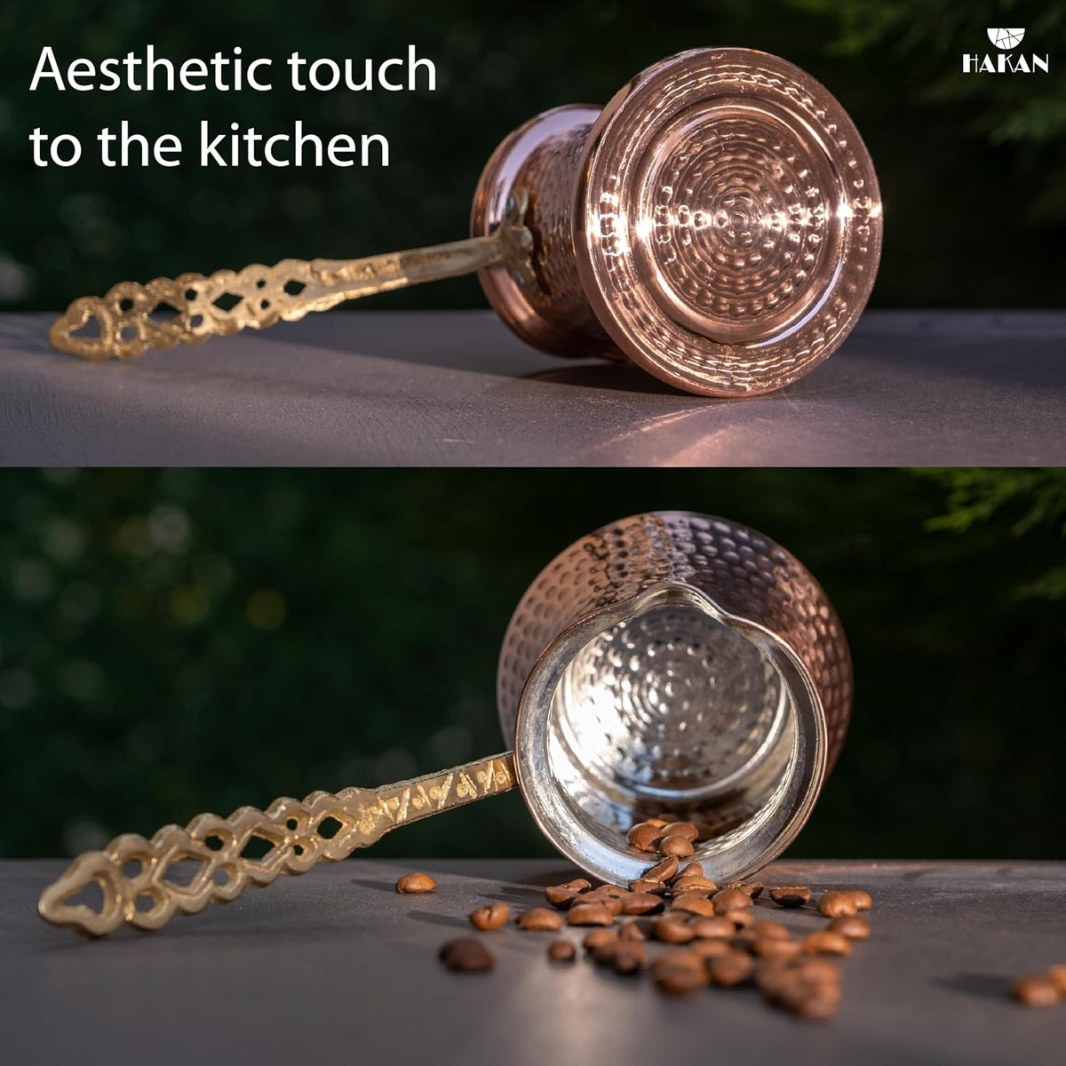 Hakan Turkish Coffee Pot | Stove Top Water Boiler, Coffee Maker, Butter, Chocolate & Milk Warmer | Even and Quick Heat with Handcrafted Copper Material | Coffee Gifts Idea, 5 Oz (150 cc)