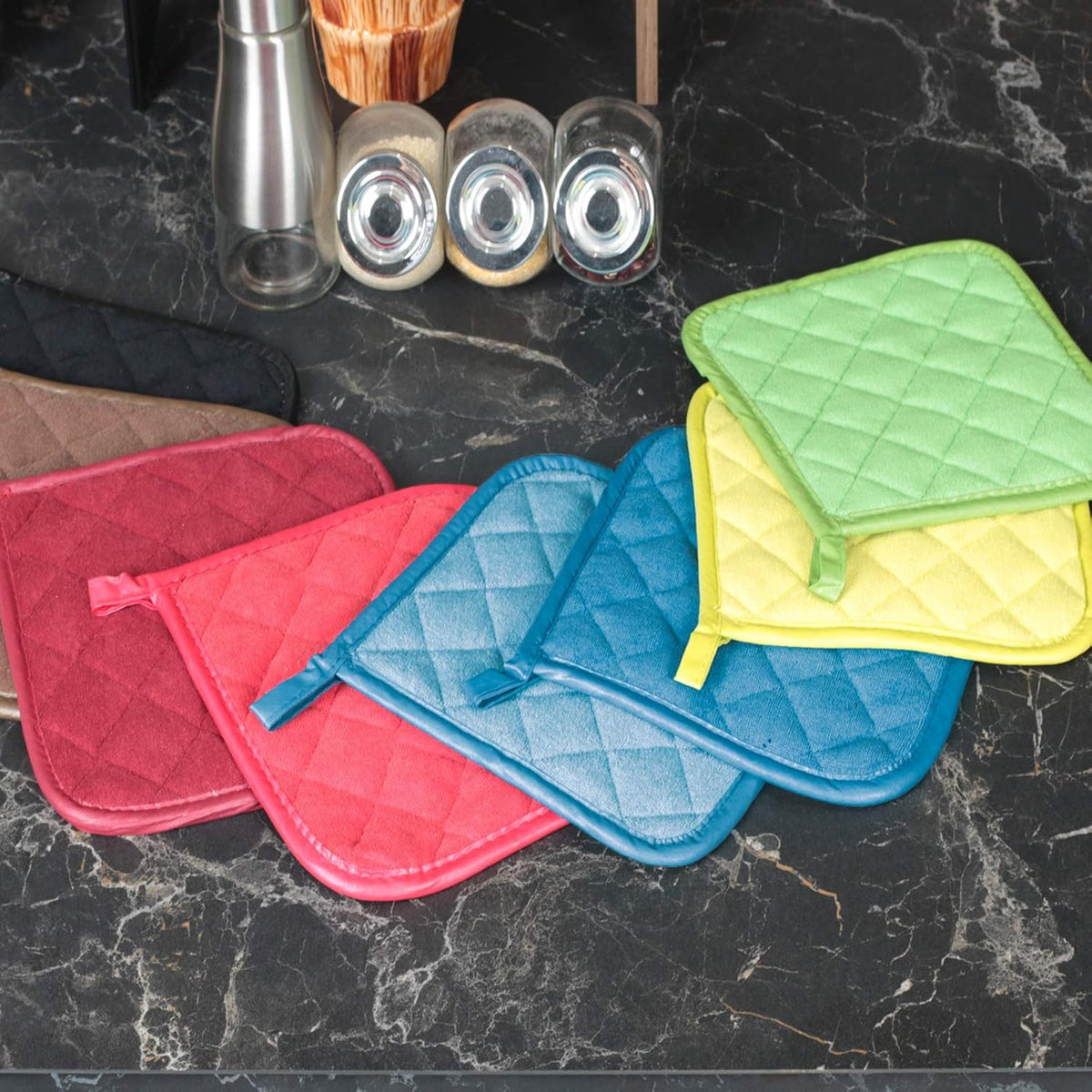 Joyhalo 4 Pack Pot Holders for Kitchen,Cotton Oven Holder with Great Heat Resistance,Non Slip Hot Pads for Kitchen Clearance,Federal Blue