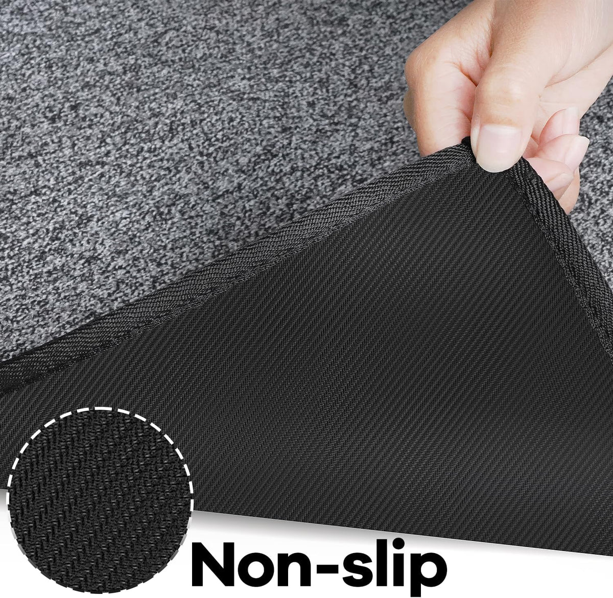 Kitchen Mat Set of 2 PCS, Cushioned Non Slip Rugs for Kitchen Floor, Absorbent Runner Comfort Standing Mats Washable for Kitchen, Office, Home (Black-Velvet, 17.3"x47"+17.3"x30")