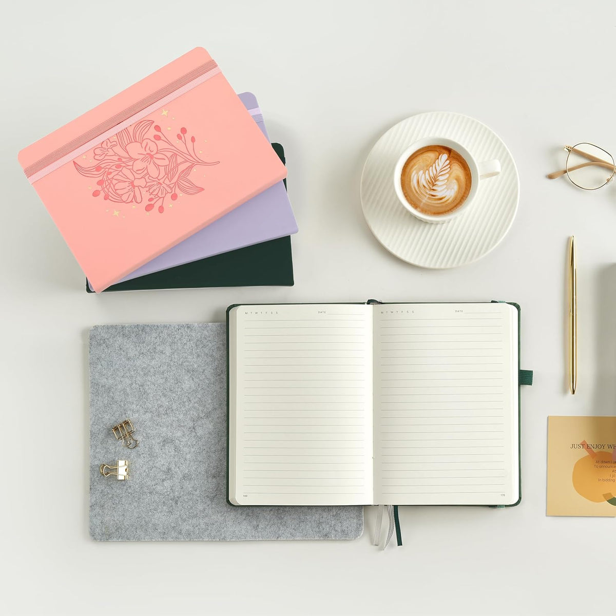 &And Per Se Lined Journal Notebook for Women&Men with Pattern, 365 Pages, 5.7'' x 8'' 100GSM Thick Paper, A5 Journals for Writing(Blush)