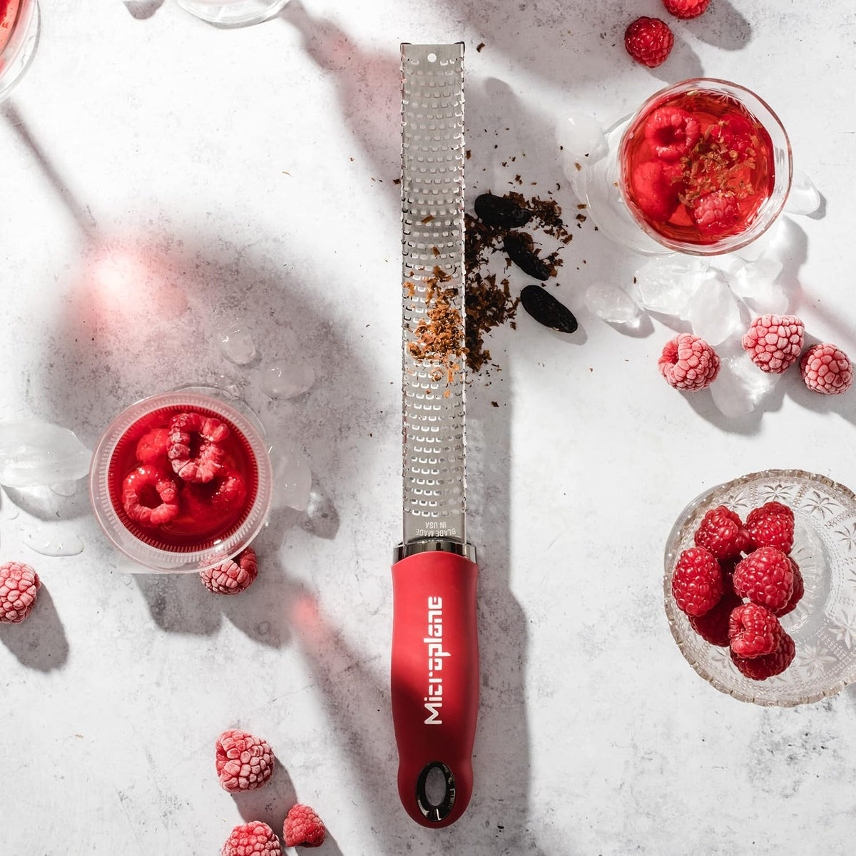Premium Classic Series Zester - Pomegranate Red | Lemon Zester tool, Hard Cheese & Vegetable Grater | For Citrus, Parmesan Cheese, Garlic, Ginger, Nutmeg | Fine Stainless Steel Blade, Made in USA