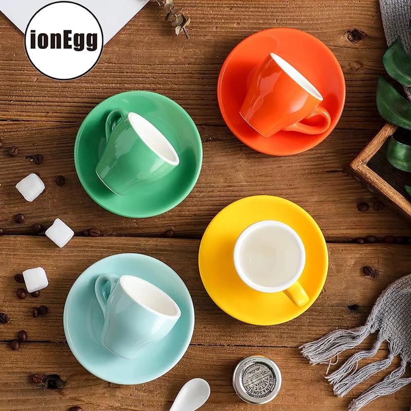 Porcelain Espresso Cup with Saucer, Espresso shot Cup, 80ml/2.7Oz, Black…