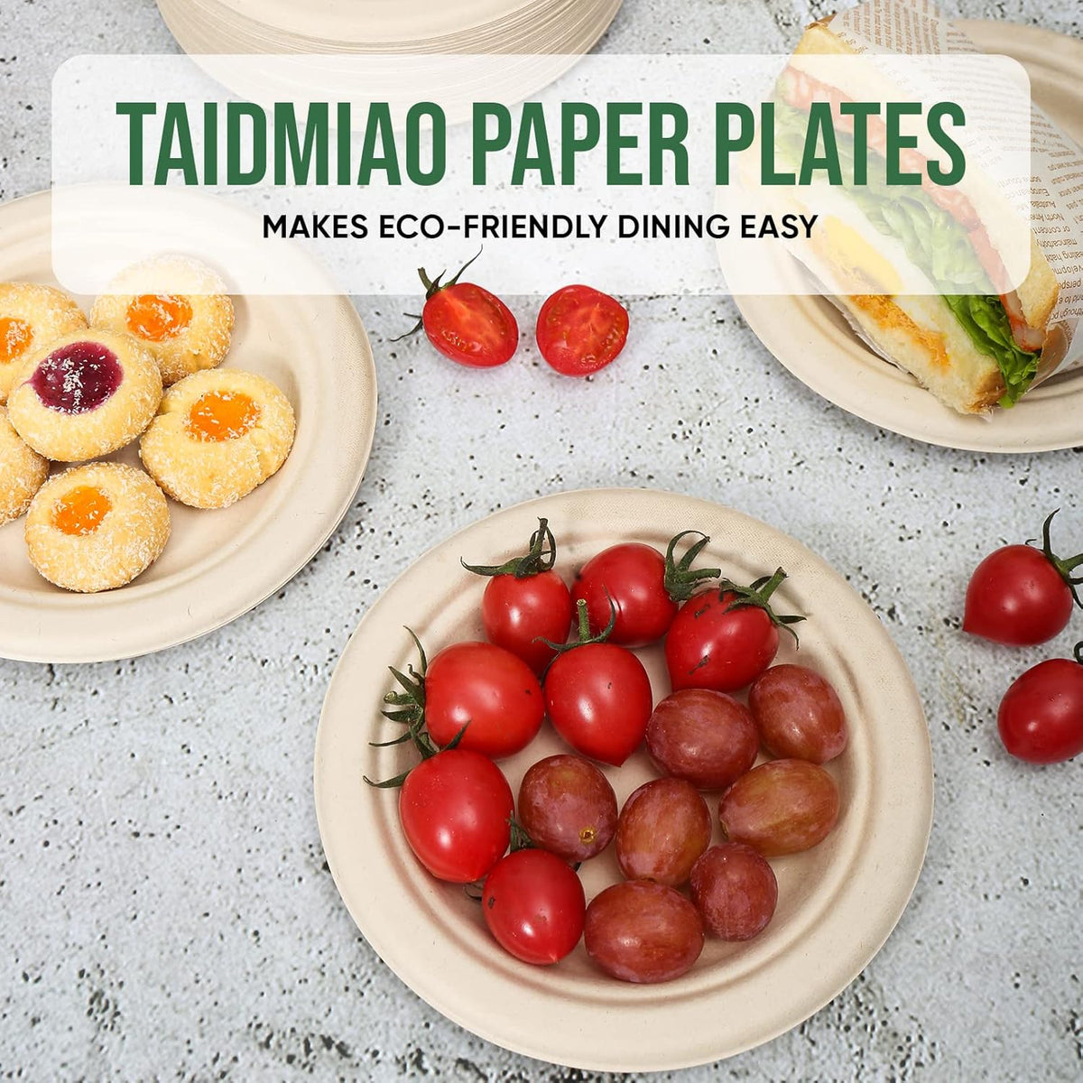 Paper Plates 6 Inches, 100 Pack Disposable Plates – 100% Compostable Plates, Water & Oil Proof Dessert Plates, Microwavable Small Paper Plates, Perfect Paper Plate For Party - Brown