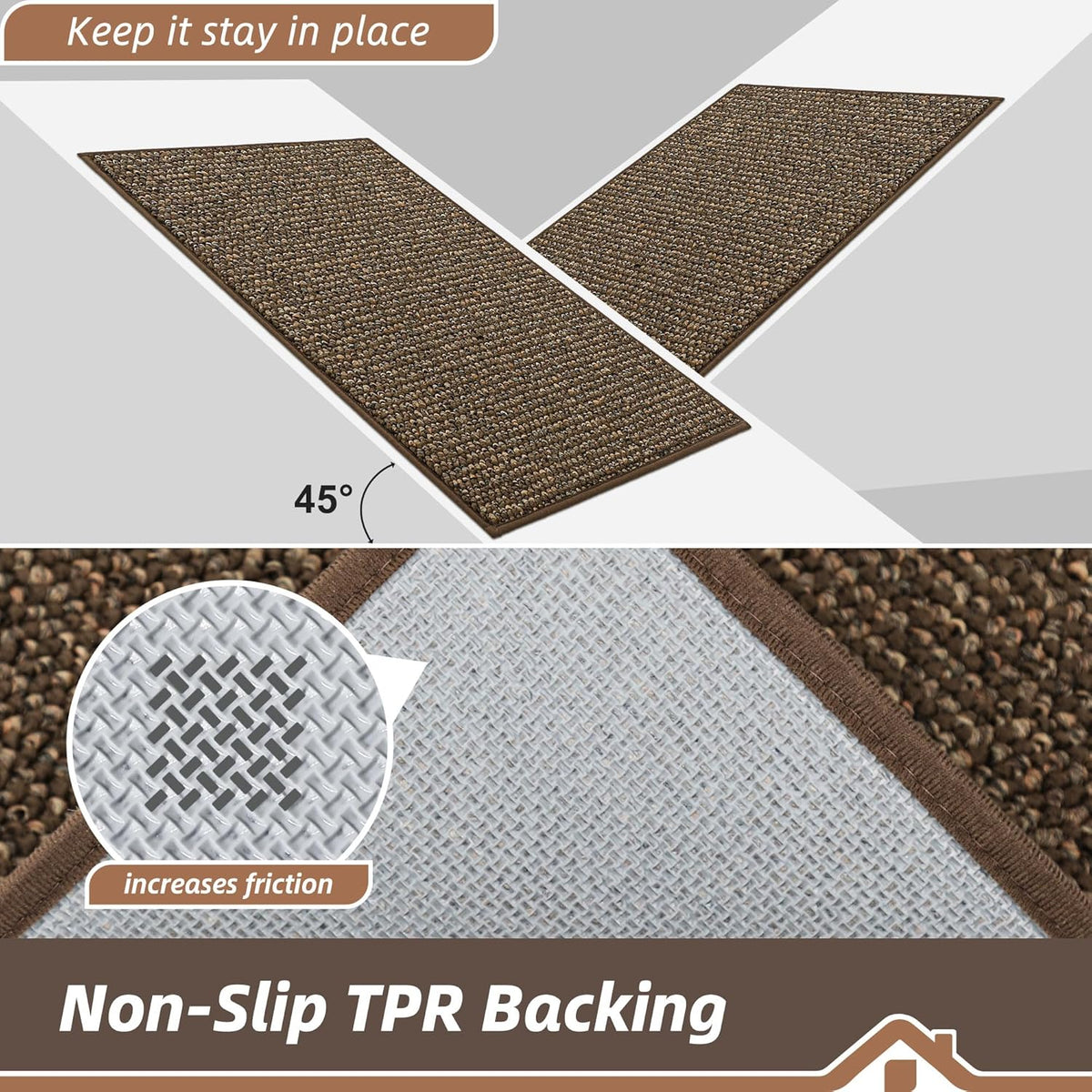 BEQHAUSE Dirt Trapper Door Mat 36" x 60", Non-Slip Washable Doormats Entrance Mat, Dirt Resistant and Absorbent Welcome Mat, Low Profile Floor Mats for Front Back Door and Entryway, Brown