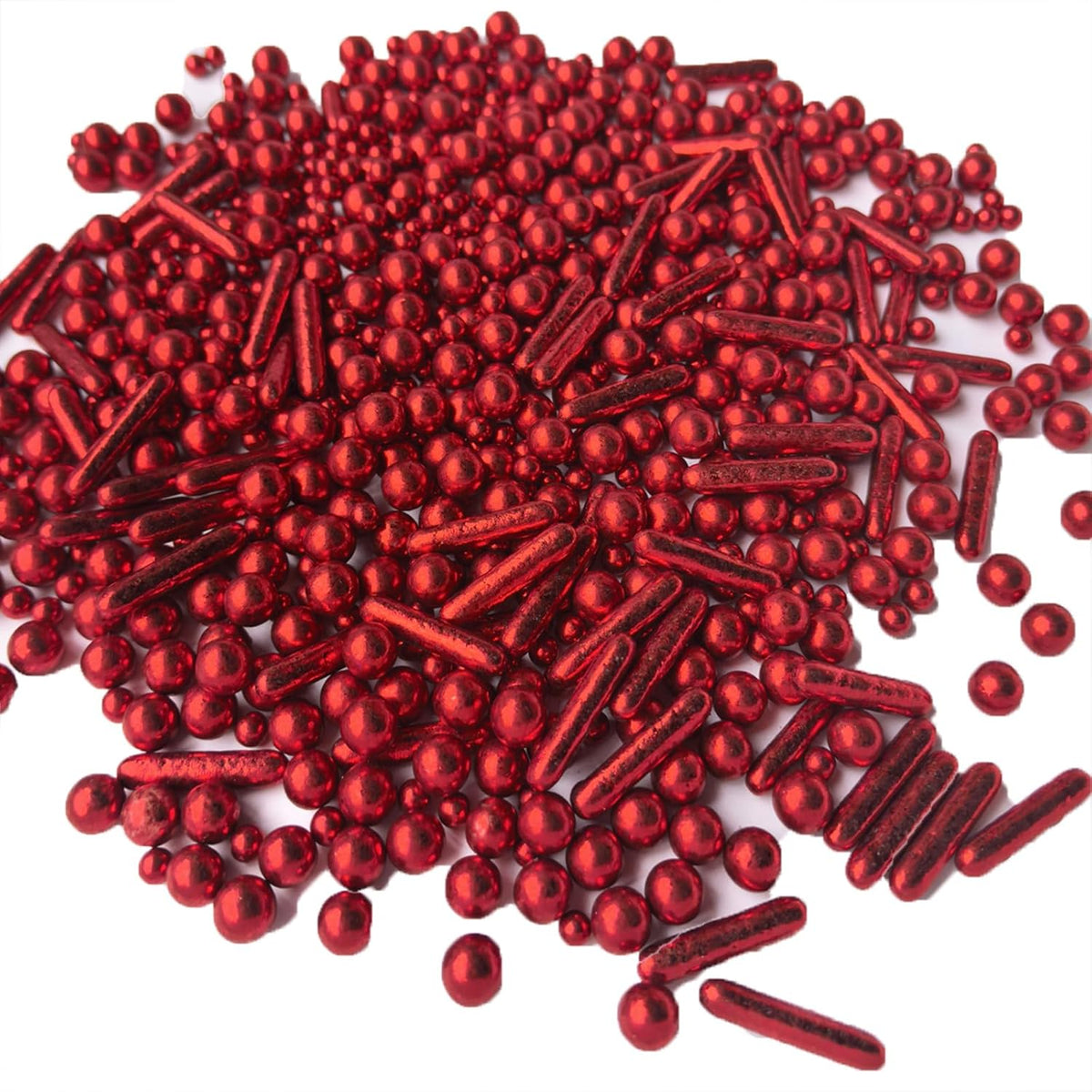Sprinkles Red Pearl Sugar Candy Mix Size Baking Cake Decorations Cupcake Toppers Celebrations Shaker Jar Wedding Shower Party (130g/4.2oz)
