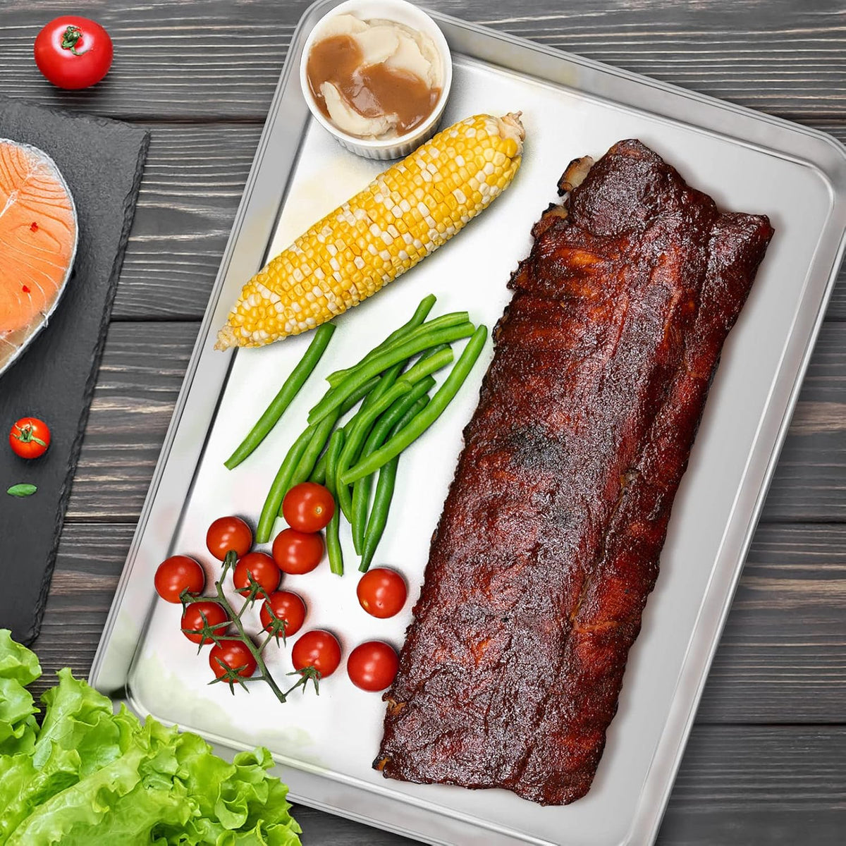 E-far Cookie Sheet with Rack Set, Half Sheet Baking Pan for Oven Cooking, 18”x13” Stainless Steel Rimmed Tray with Wire Cooling Rack for Roasting Broiling Bacon Meat Steak - Dishwasher Safe