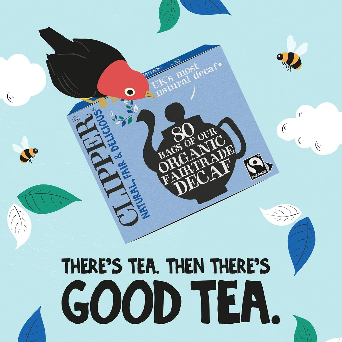 Clipper Tea, Organic Decaf, Plant-Based, Decaffeinated Black Tea, Great Over Ice, 1 Pack, 80 Unbleached Tea Bags