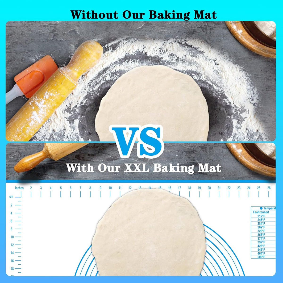 UBeesize Oversize Silicone Baking Mat, 23.6x31.5 Inch Non Stick Pastry Mat with Measurements, XXL Large Nonslip Counter Mat, Fondant/Pie Crust Mat for Making Cookies Macarons Bread Baking Supplies