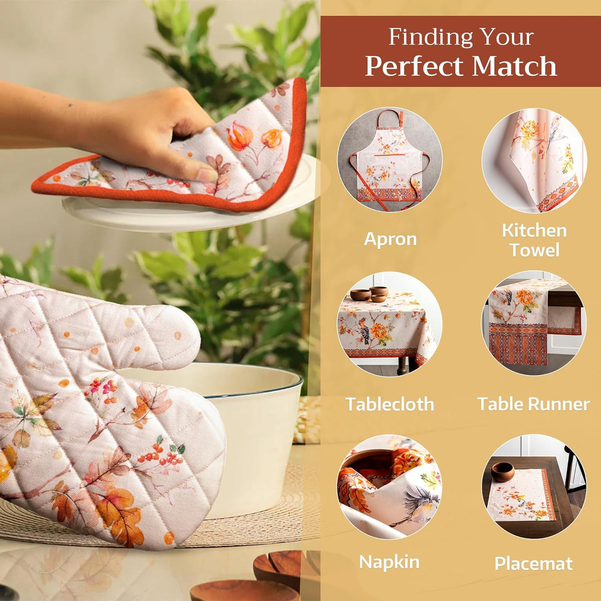 Maison d' Hermine Pot Holders 100% Cotton Heat Resistant Potholders 8" x 8" Hot Pads with Loop BBQ, Cooking, Baking, Grilling, Kitchen, Handling Hot Pans (Pack of 1, Kelim - Prairie)