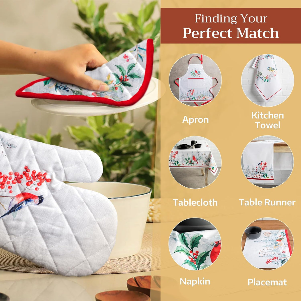 Maison d' Hermine Pot Holders 100% Cotton Heat Resistant Potholders 8" x 8" Hot Pads with Loop BBQ, Cooking, Baking, Grilling, Kitchen, Handling Hot Pans (Pack of 1, Morzine)
