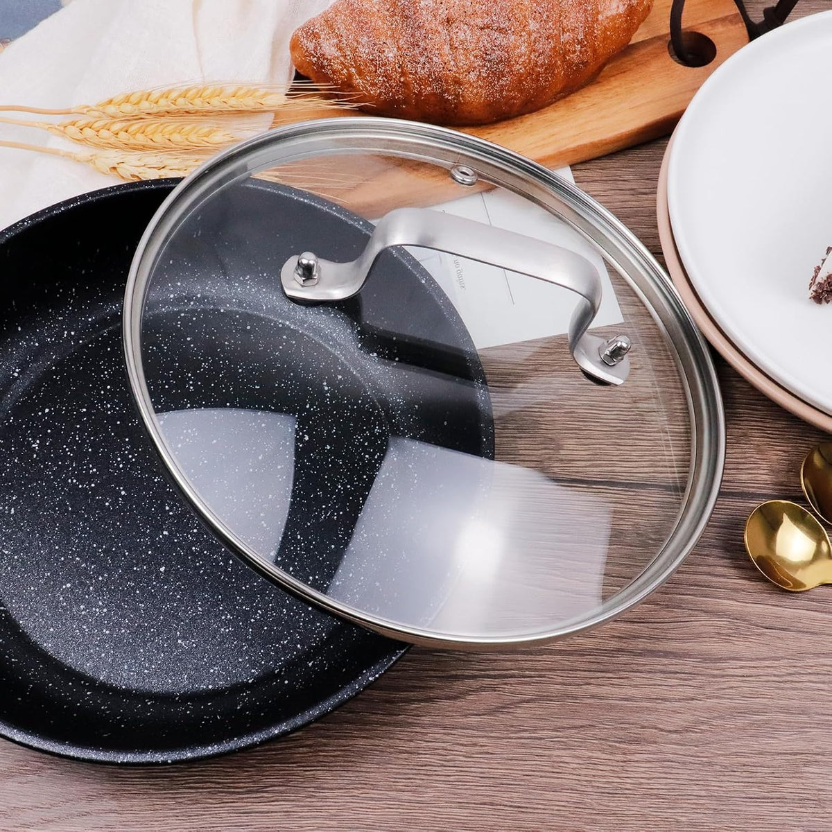 Antrader Tempered Glass Lid,12" Glass Covers for Pots,Pans and Skillets,1Set,Clear