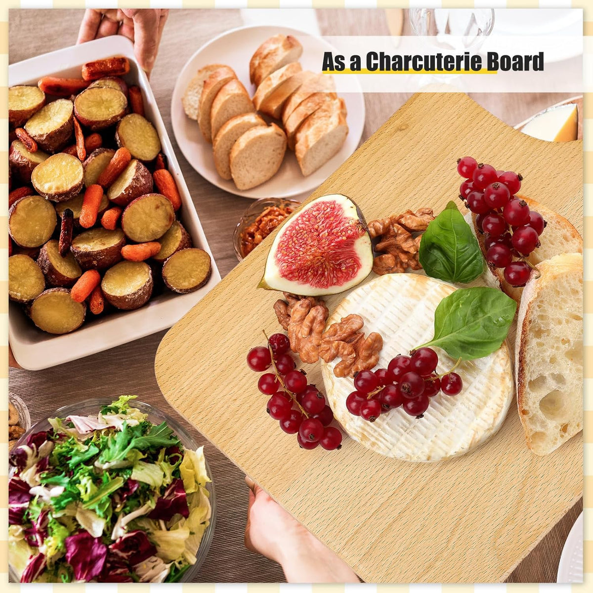 Lounsweer 6 Pcs Thicken Cutting Board Bulk Wood Board for Chopping Serving Charcuterie Material for Laser Engraving Mother' Day Wedding Housewarming Gift