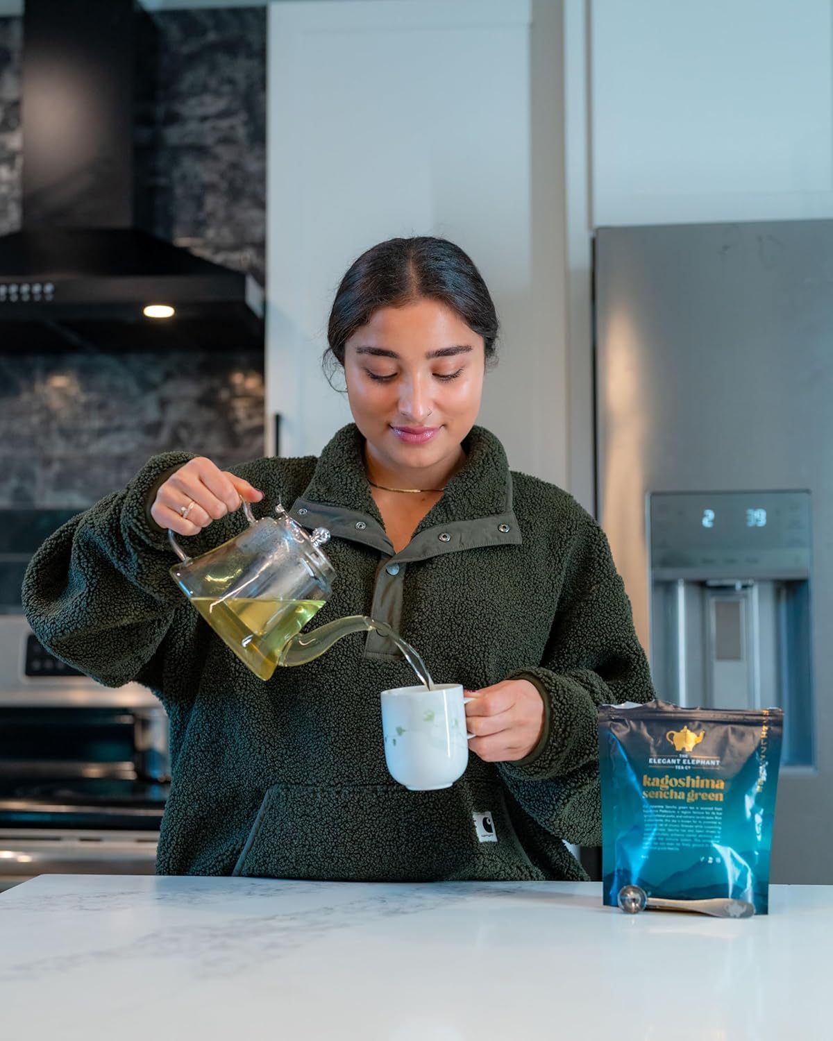 Japanese Sencha Green Tea, Organic Loose Leaf Sencha Tea – Antioxidant & Detox Support – Refreshing Hot or Iced Green Tea – 4 oz Resealable Bag (Makes 50 Cups) – The Elegant Elephant
