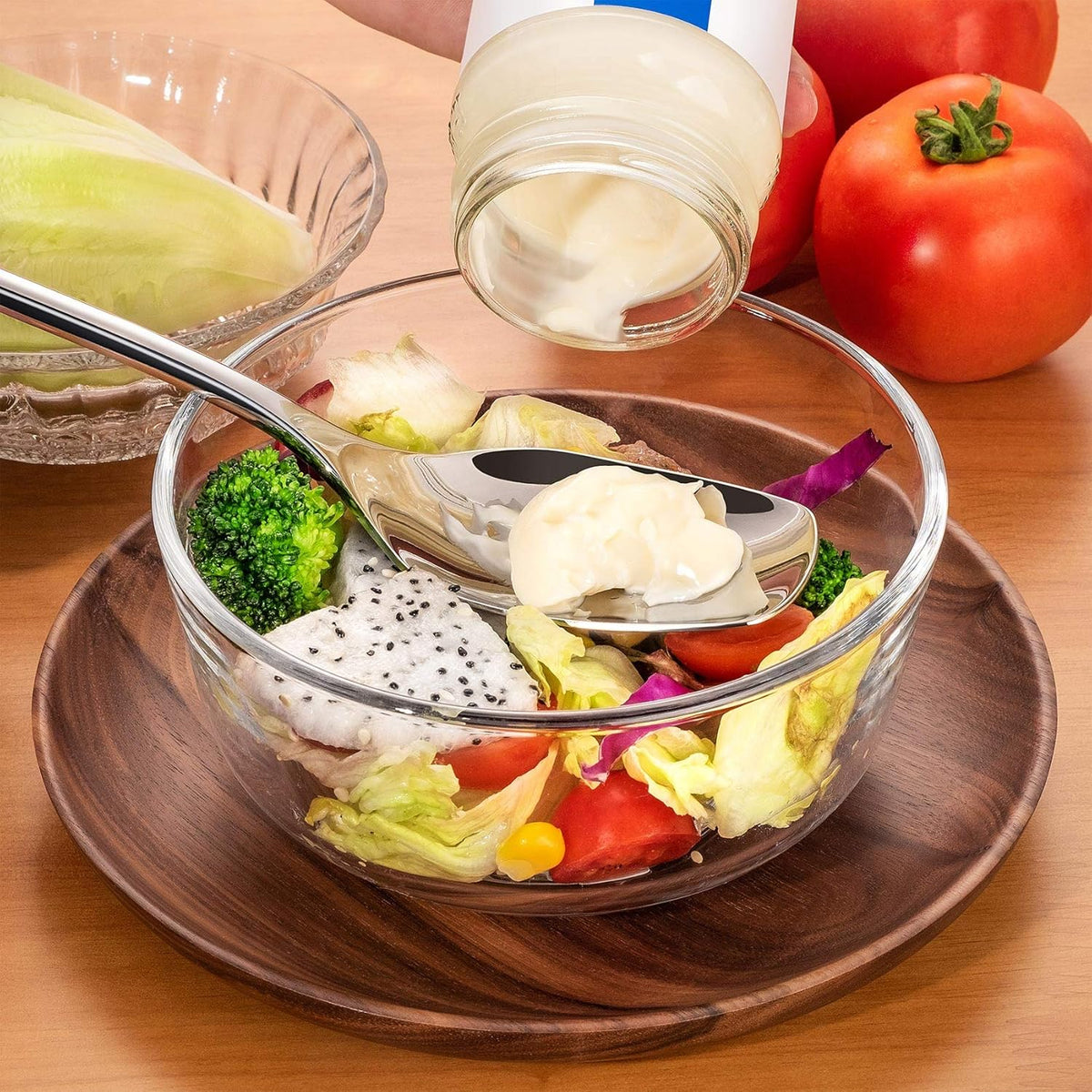 KEAWELL Premium 10" Salad Serving Set, 18/10 Stainless Steel, Mirror-Polished, Includes Salad Spoon and Fork, Set of 2