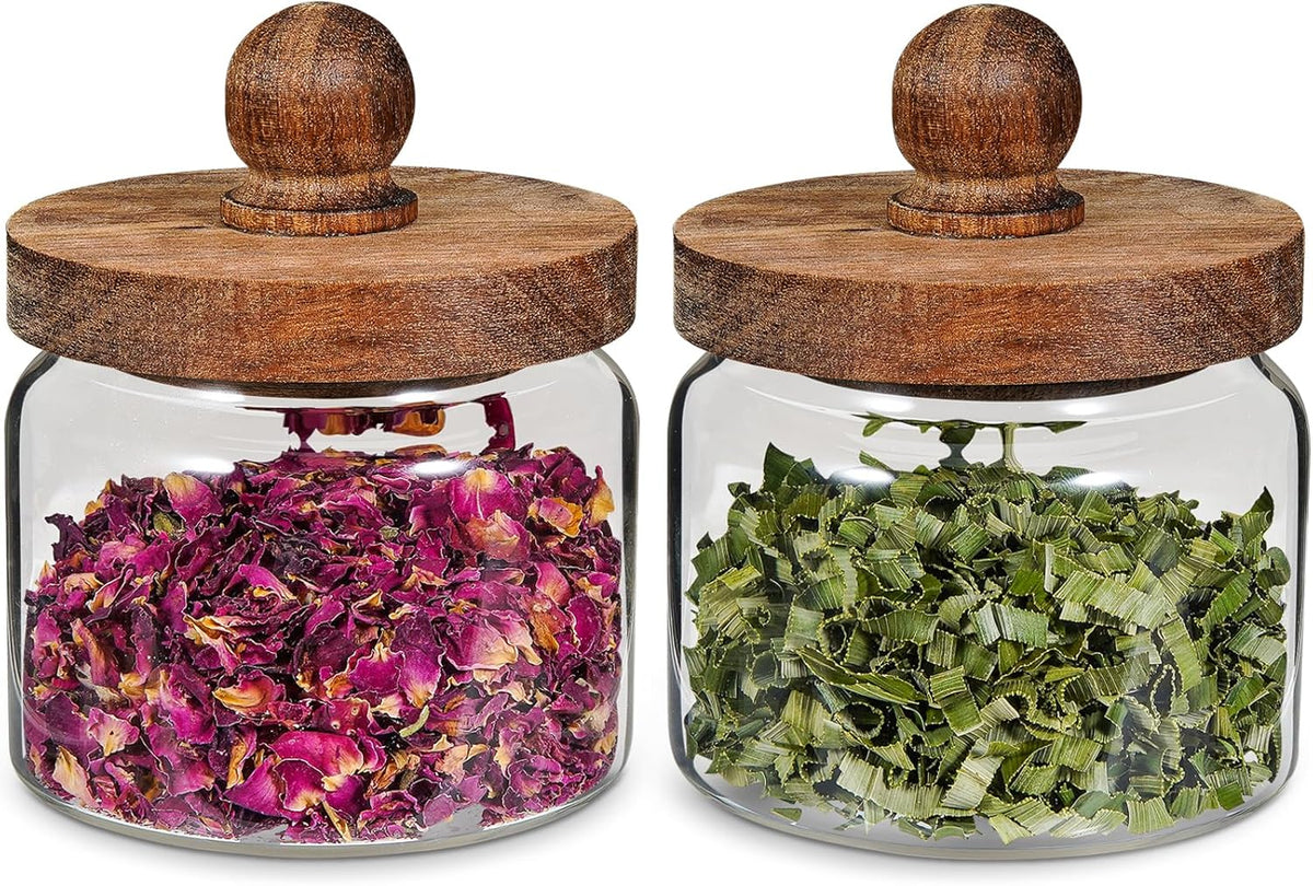 Glass Spice Jar Coffee Sugar Container Airtight Glass Jar Food Storage Canisters Bottle for Kitchen Seasoning Tea Herb Overnight Oats Bar Parfait Snacks (2 * 350ml(11.84oz))