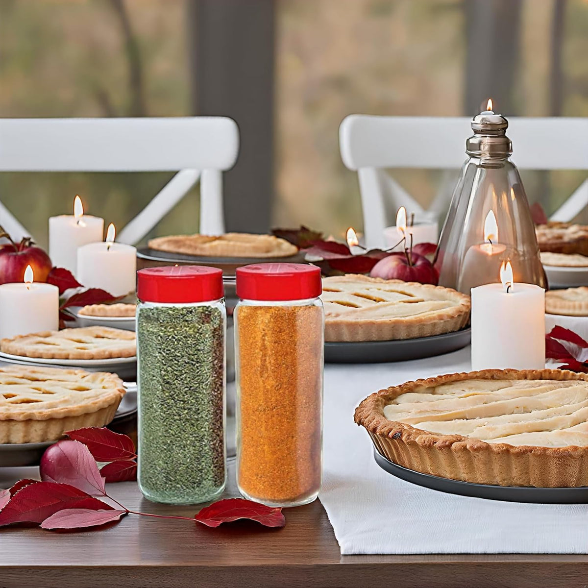 JARMING COLLECTIONS Glass Spice Jars with Shaker Lids - Spice Containers 16 oz Popcorn Seasoning Shaker or Parmesan Cheese, Cinnamon Sugar Dispenser