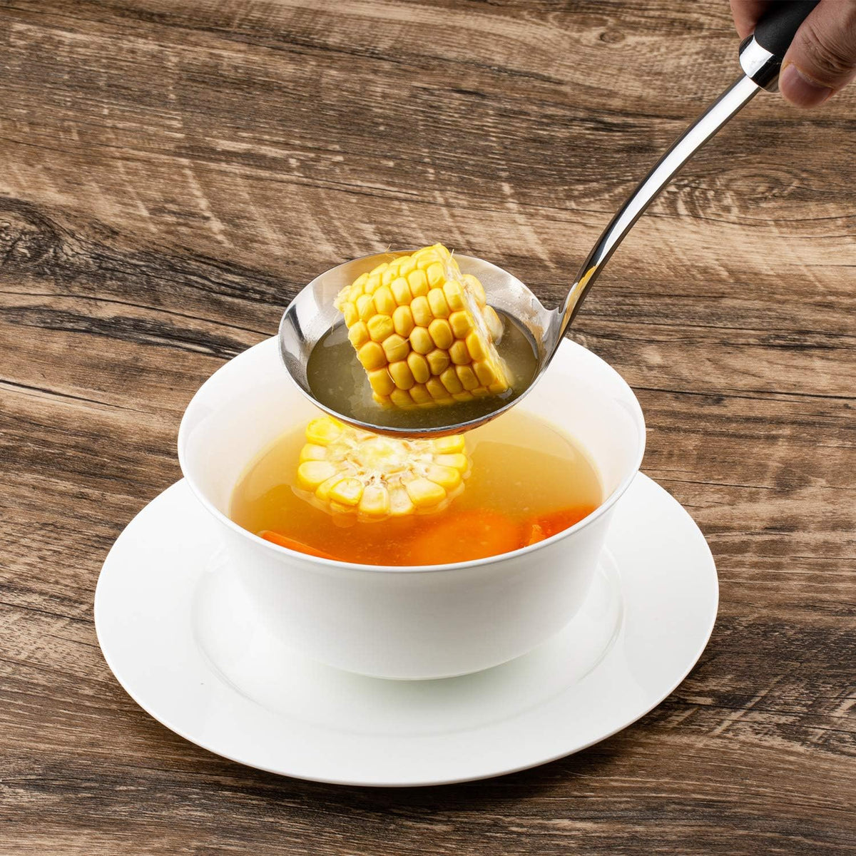 Brushed Stainless Steel Non-Slip Ergonomic Handle Ladle