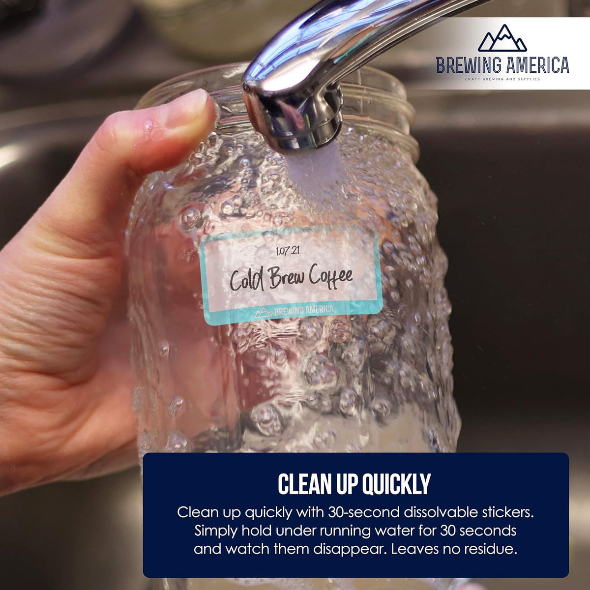 Dissolvable Food Labels for Food Containers - Made in USA - 1x2 Great for Food Prep, Pantry, Canning, Freezer, Mason Jar Storage, Bottles and Rotation– No Scrubbing, No Residue - Teal