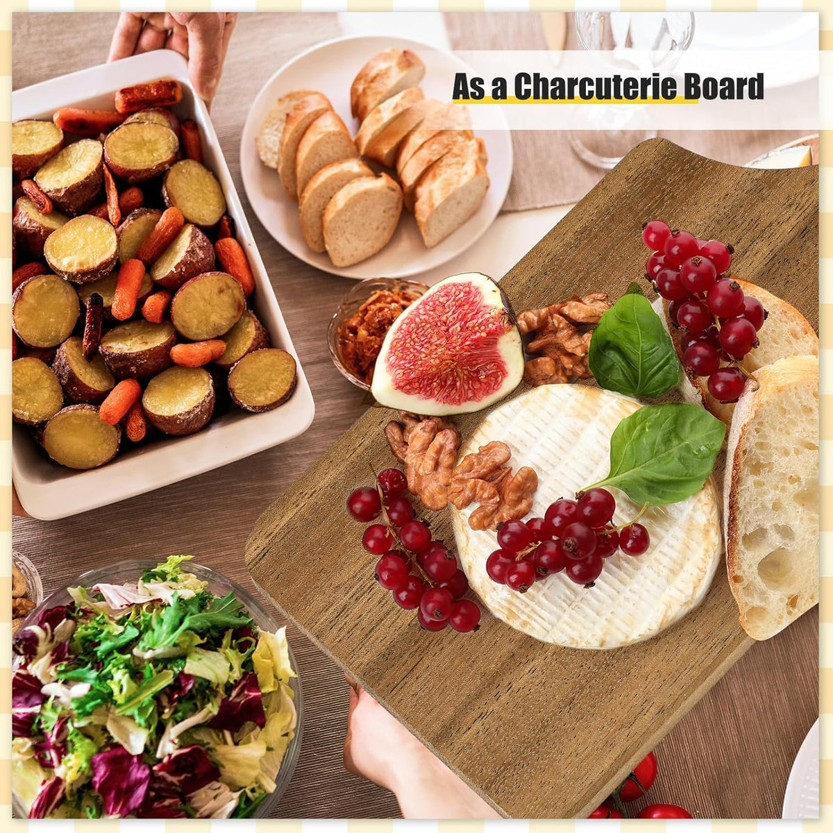 Lounsweer 6 Pcs Thicken Cutting Board Bulk Wood Board for Chopping Serving Charcuterie Material for Laser Engraving Mother' Day Wedding Housewarming Gift