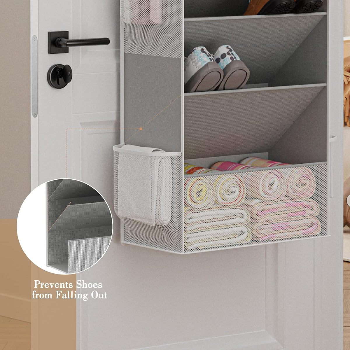 Criusia Shoe Organizer, Over the Door Shoe Organizer, Hanging Closet Shoe Storage with Large Deep Pockets, Fits 16โ24 Pairs of Sneakers, Sandals, Boots, Gray