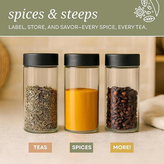 | Bamboo Spice Rack Organizer | 30 4 oz Spice Jars | 720 Labels | Funnel | Cabinet | Countertop | Pantry | Wall Mount