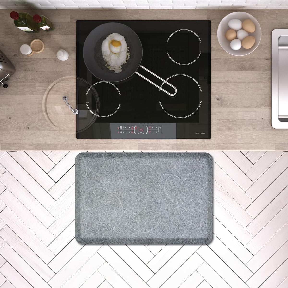 WellnessMats Bella Collection Anti-Fatigue Floor Mat, Polyurethane – Ergonomic Support Pad for Home, Kitchen, Garage, Office Standing Desk – Water Resistant - Made in USA