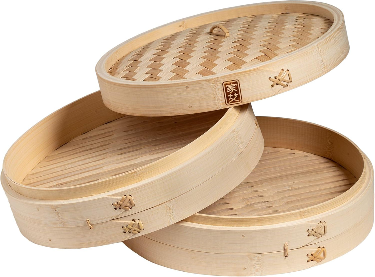Joyce Chen 2-Tier Bamboo Steamer Baskets, 12-Inch