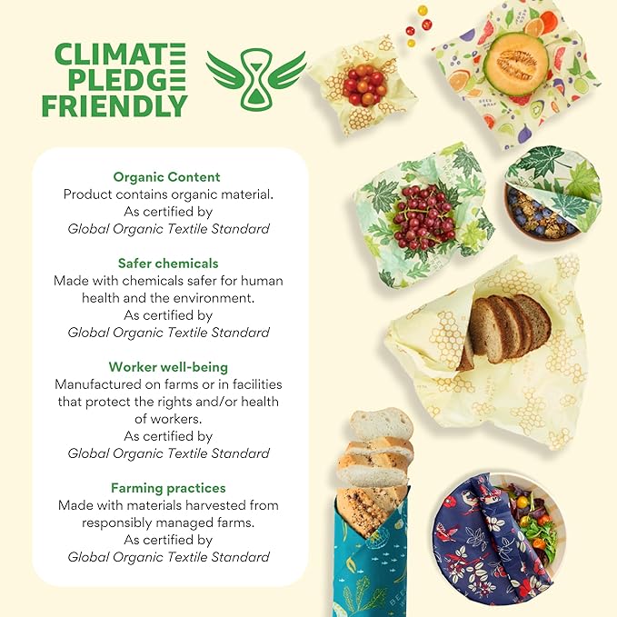 Bee's Wrap Beeswax Wraps for Food - Seasons Greetings Cut to Size Wax Paper Roll - Made in USA Reusable Waxed Paper & Bowl Covers - Organic & Eco-Friendly Alternative to Aluminum Foil & Plastic Wrap
