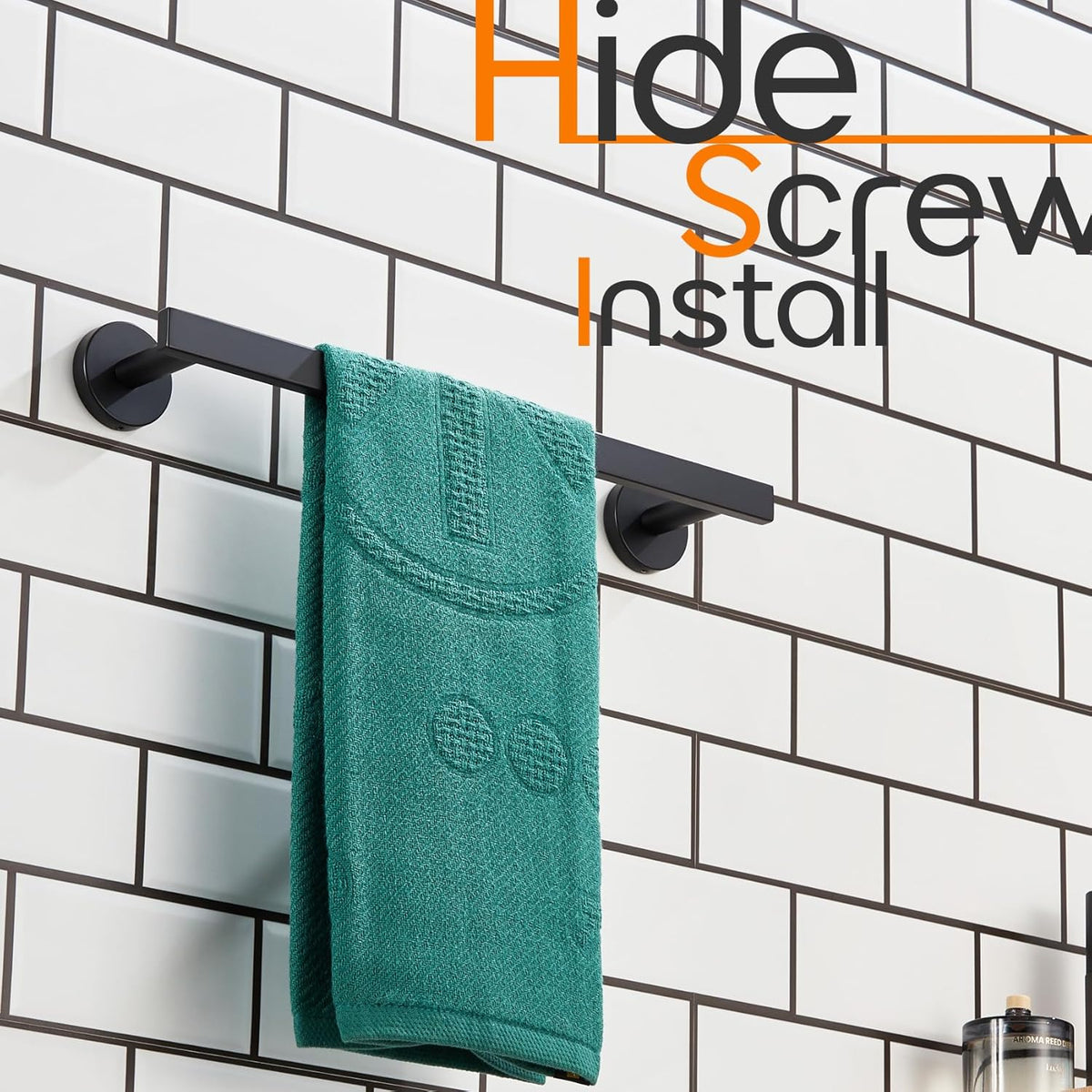 16 Inch Bathroom Towel Bar Bath Towel Rack Kitchen Towel Holder Towel Hanger Wall Mounted SUS304 Stainless Steel Matte Black AN4001MB-L16