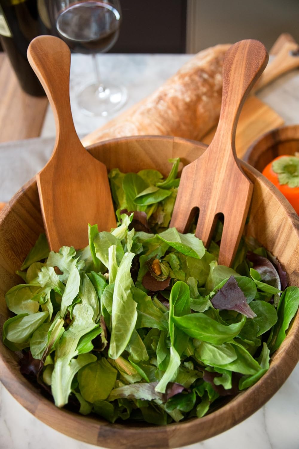 Ironwood Gourmet Farmhouse Utensil Set, 1.75 x 2.75 x 10 inches, Large Tulip Salad Bowl