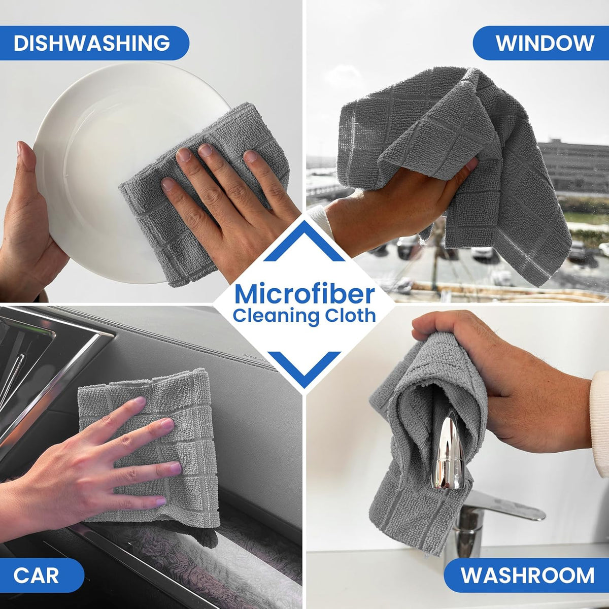 Greenfound Microfiber Cleaning Cloth Roll -80 Pack,Tear Away Towels for Car,Reusable Paper Towels Washable,Super Absorbent,Lint Free Cleaning Rags for House,Kitchen,Window-11.5"ร11.5"(Check Grey)