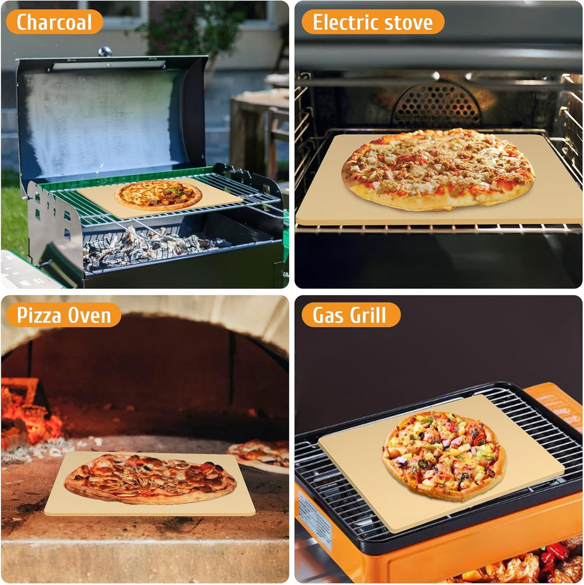 Extra Large Pizza Stone 24" x 18",Cooking Stone for Grill Rectangular, Baking Pizza Stone for bread, Ideal for Grilling Baking Several Sizes of Pizzas